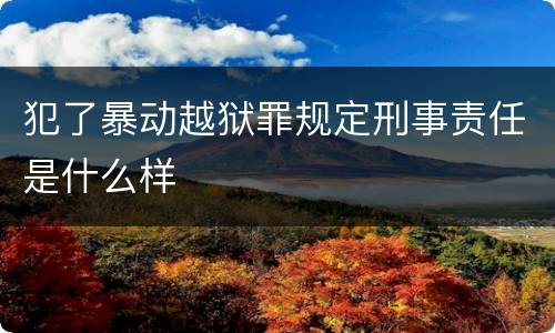 犯了暴动越狱罪规定刑事责任是什么样