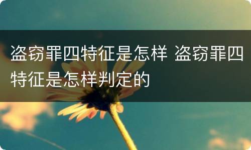 盗窃罪四特征是怎样 盗窃罪四特征是怎样判定的