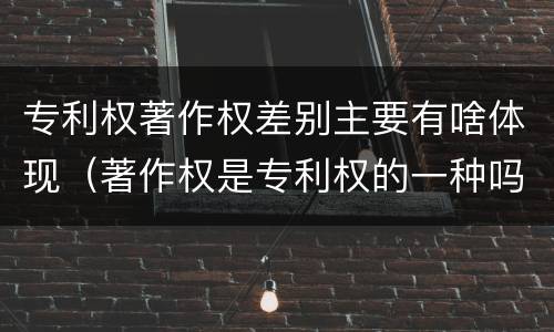 专利权著作权差别主要有啥体现（著作权是专利权的一种吗）