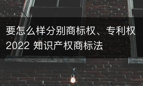 要怎么样分别商标权、专利权2022 知识产权商标法