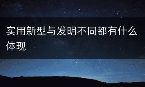实用新型与发明不同都有什么体现