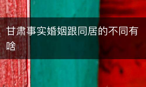 甘肃事实婚姻跟同居的不同有啥