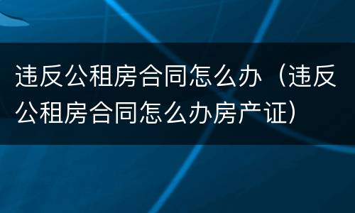 违反公租房合同怎么办（违反公租房合同怎么办房产证）
