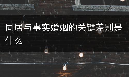 同居与事实婚姻的关键差别是什么