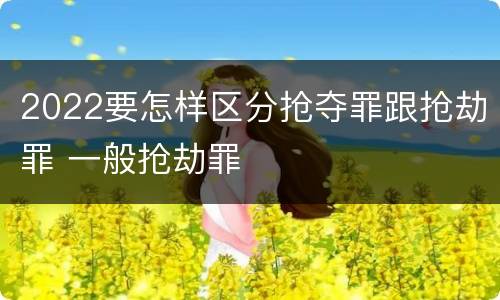 2022要怎样区分抢夺罪跟抢劫罪 一般抢劫罪