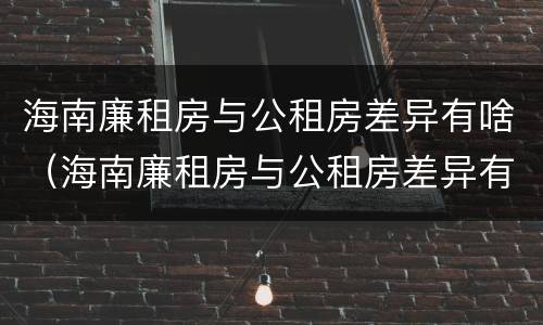海南廉租房与公租房差异有啥（海南廉租房与公租房差异有啥区别）