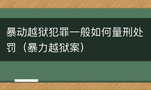 暴动越狱犯罪一般如何量刑处罚（暴力越狱案）