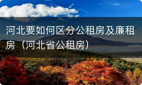河北要如何区分公租房及廉租房（河北省公租房）