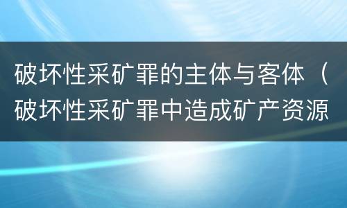 破坏性采矿罪的主体与客体（破坏性采矿罪中造成矿产资源严重破坏的）
