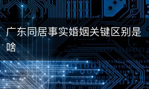 广东同居事实婚姻关键区别是啥