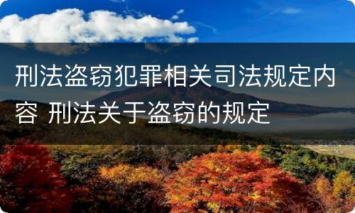 刑法盗窃犯罪相关司法规定内容 刑法关于盗窃的规定