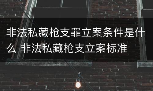非法私藏枪支罪立案条件是什么 非法私藏枪支立案标准