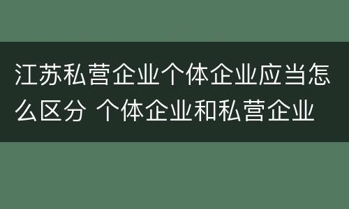 江苏私营企业个体企业应当怎么区分 个体企业和私营企业