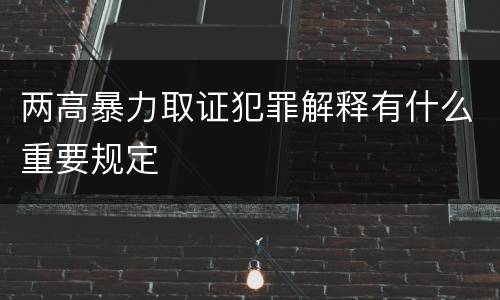 两高暴力取证犯罪解释有什么重要规定