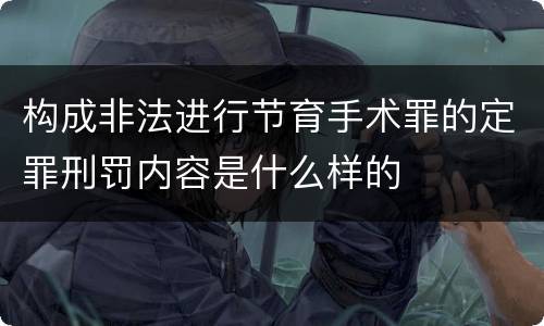 构成非法进行节育手术罪的定罪刑罚内容是什么样的