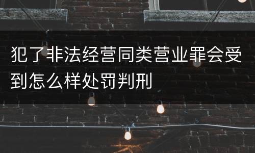 犯了非法经营同类营业罪会受到怎么样处罚判刑