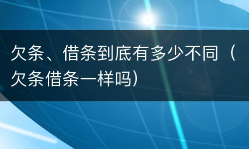 欠条、借条到底有多少不同（欠条借条一样吗）