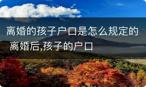 离婚的孩子户口是怎么规定的 离婚后,孩子的户口