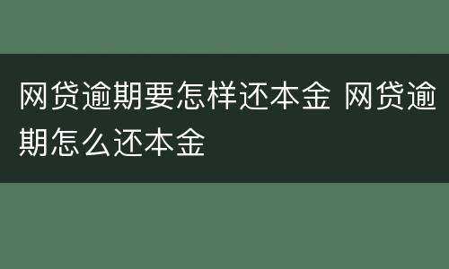 网贷逾期要怎样还本金 网贷逾期怎么还本金
