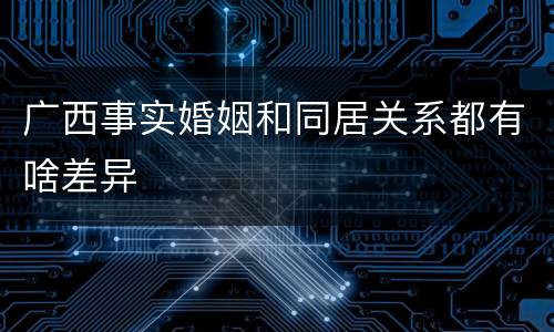 广西事实婚姻和同居关系都有啥差异