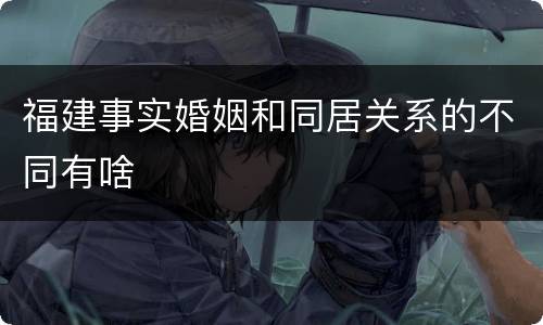 福建事实婚姻和同居关系的不同有啥