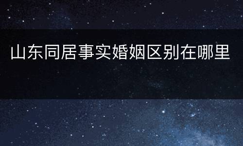山东同居事实婚姻区别在哪里