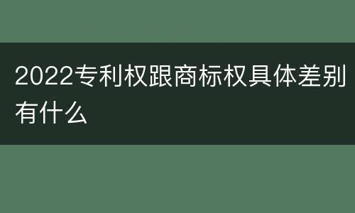 2022专利权跟商标权具体差别有什么
