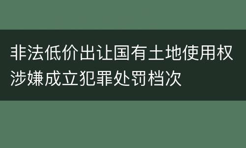 非法低价出让国有土地使用权涉嫌成立犯罪处罚档次