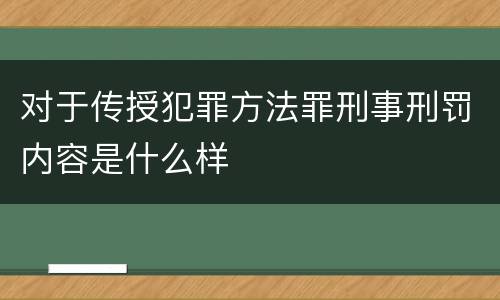 对于传授犯罪方法罪刑事刑罚内容是什么样
