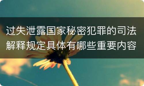过失泄露国家秘密犯罪的司法解释规定具体有哪些重要内容