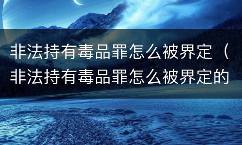 非法持有毒品罪怎么被界定（非法持有毒品罪怎么被界定的）
