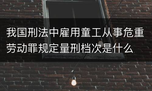 我国刑法中雇用童工从事危重劳动罪规定量刑档次是什么