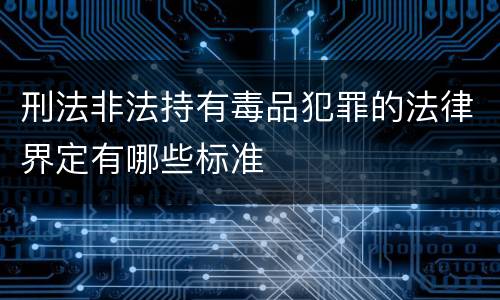 刑法非法持有毒品犯罪的法律界定有哪些标准