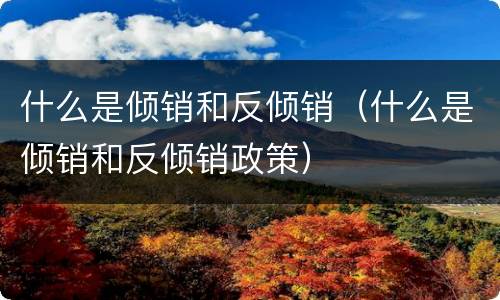 什么是倾销和反倾销（什么是倾销和反倾销政策）