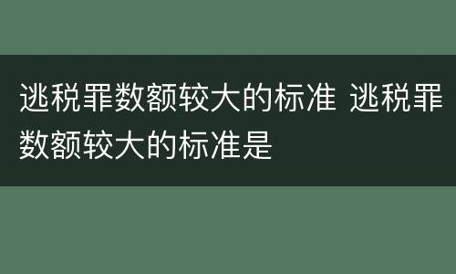 逃税罪数额较大的标准 逃税罪数额较大的标准是