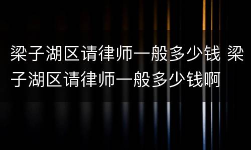 梁子湖区请律师一般多少钱 梁子湖区请律师一般多少钱啊