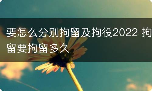 要怎么分别拘留及拘役2022 拘留要拘留多久