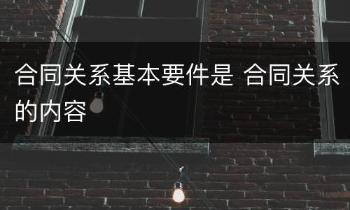 合同关系基本要件是 合同关系的内容