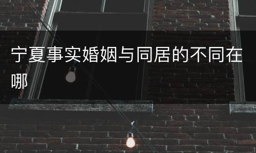 宁夏事实婚姻与同居的不同在哪