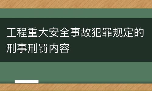 工程重大安全事故犯罪规定的刑事刑罚内容