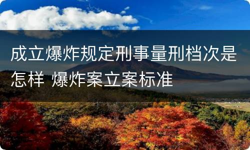 成立爆炸规定刑事量刑档次是怎样 爆炸案立案标准