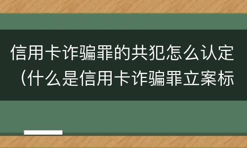 信用卡诈骗罪的共犯怎么认定（什么是信用卡诈骗罪立案标准）