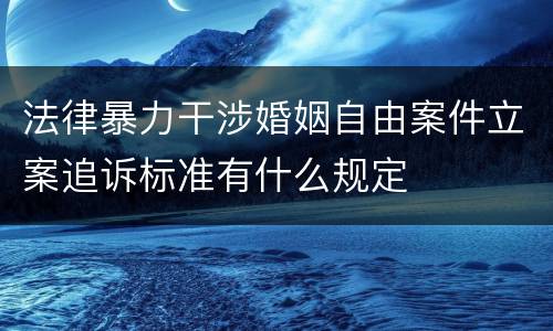 法律暴力干涉婚姻自由案件立案追诉标准有什么规定
