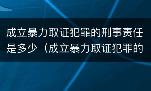 成立暴力取证犯罪的刑事责任是多少（成立暴力取证犯罪的刑事责任是多少年）