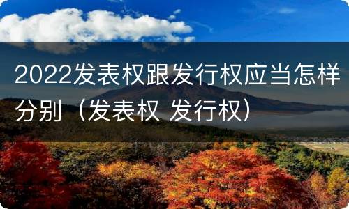 2022发表权跟发行权应当怎样分别（发表权 发行权）