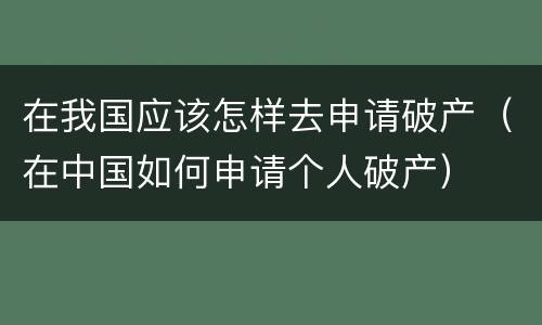 在我国应该怎样去申请破产（在中国如何申请个人破产）
