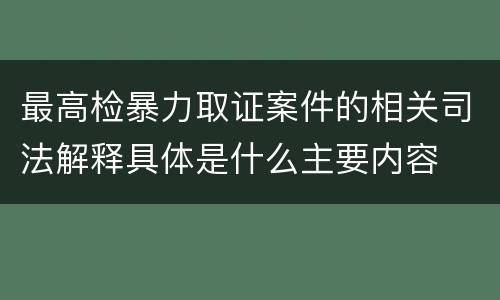 最高检暴力取证案件的相关司法解释具体是什么主要内容
