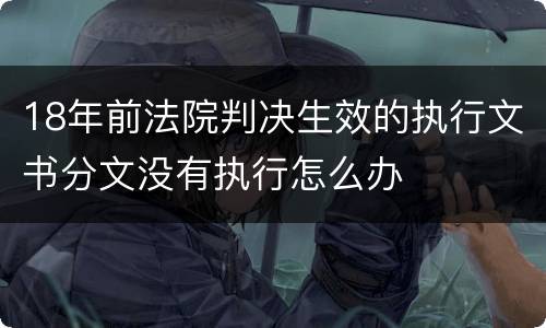 18年前法院判决生效的执行文书分文没有执行怎么办