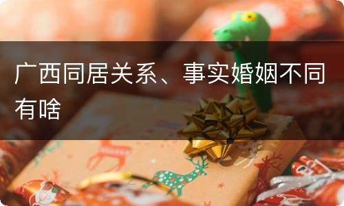 广西同居关系、事实婚姻不同有啥