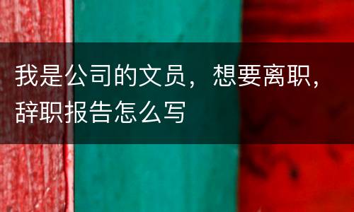 我是公司的文员，想要离职，辞职报告怎么写